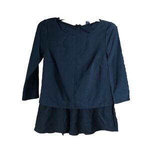 Club Monaco Scoop Neck Ruffle Silk Hem Blouse - S